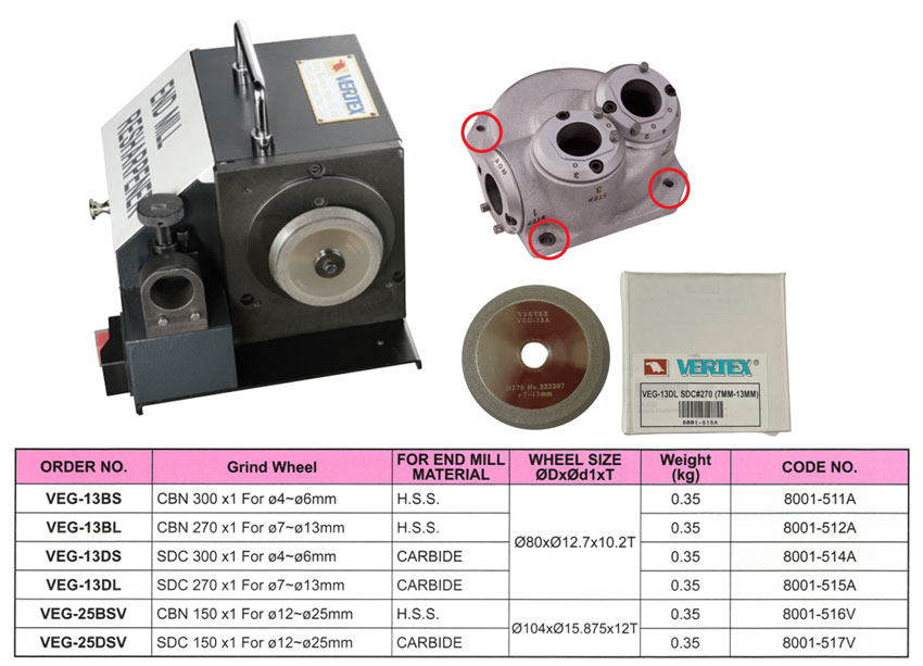 Đá mài dao phay ngón VERTEX VEG-13A, VEG-25A