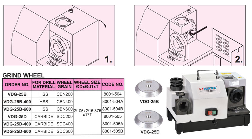 Đá mài mũi khoan cho mày mài VDG-25 và VDG-30 của VERTEX