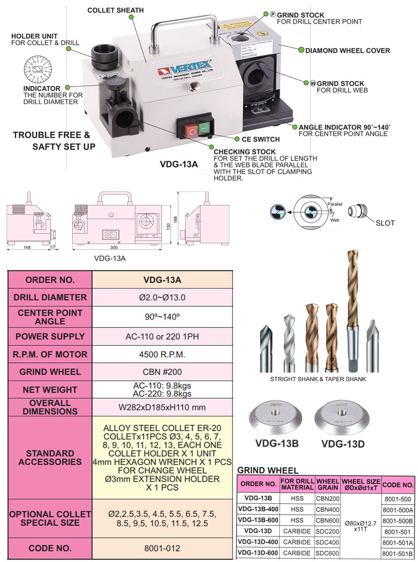 Máy mài mũi khoan VDG-13A Vertex