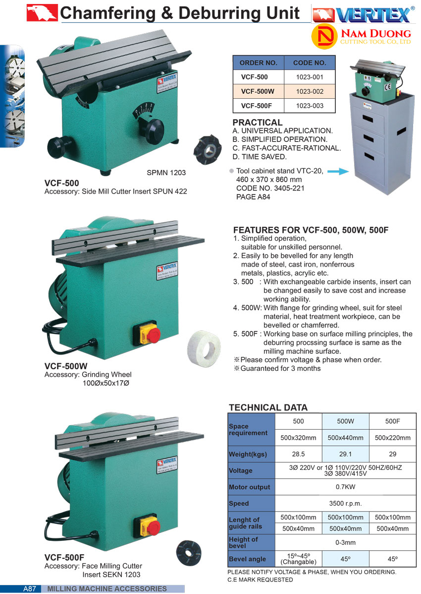Máy vát mép VERTEX: VCF-500, VCF-500W, VCF-500F