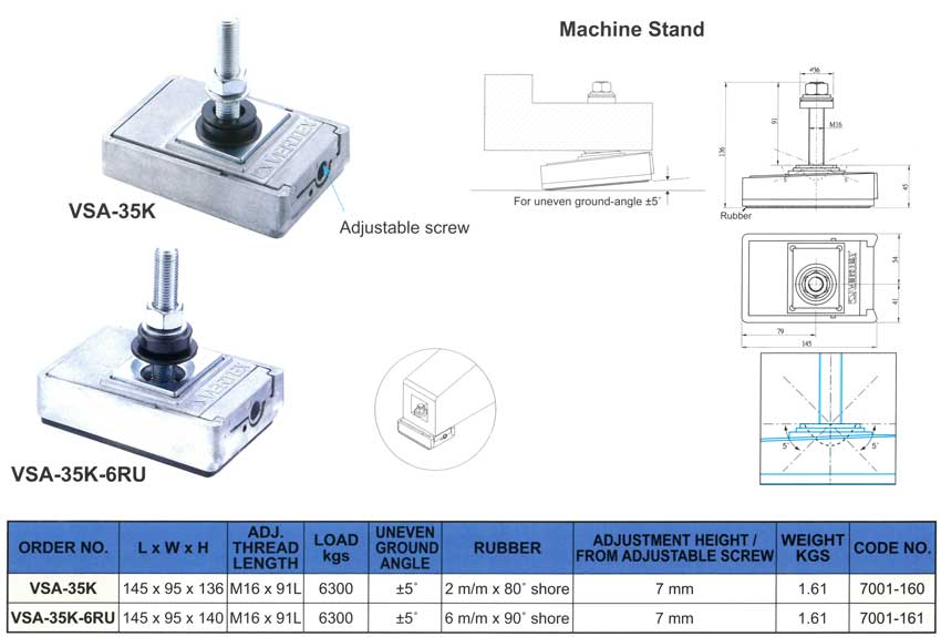 Đế giảm chấn VSA-35K, VSA-35K-6RU VERTEX