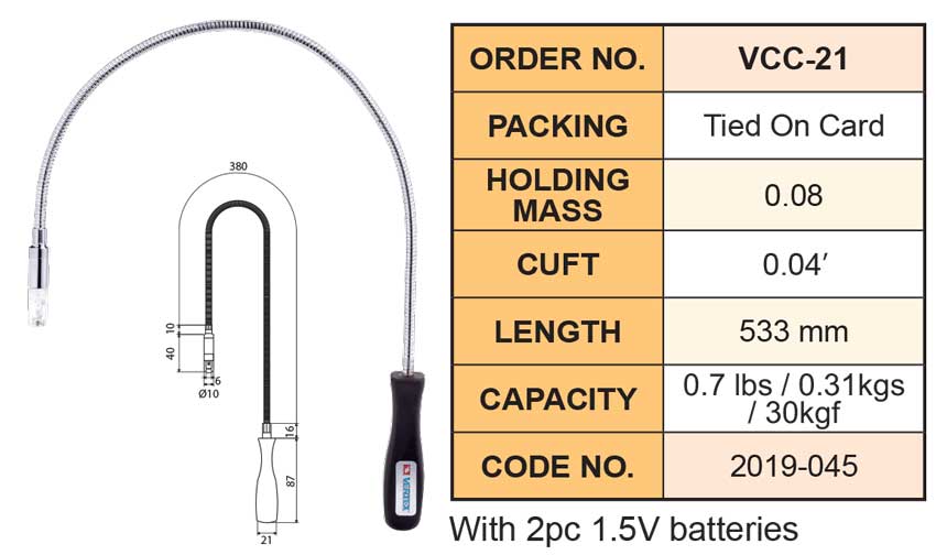 VCC-21 VERTEX: Đầu hút phoi bằng từ tính có đèn LED