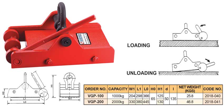 Móc cẩu từ tính: VGP-100, VGP-200 VERTEX - Magnetic Lifter