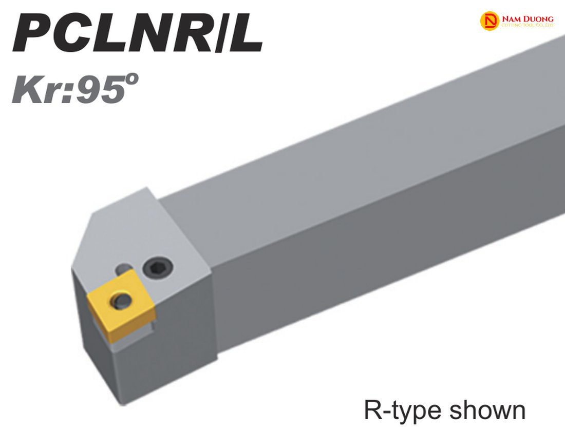 Cán dao tiện ngoài PCLNR/L góc tiếp cận 95 độ, thân vuông gắn mảnh tiện hình thoi 80 độ